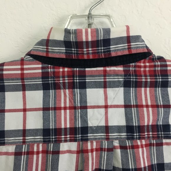 TOMMY HILFIGER Mens S/P Patched Elbow Plaid Button Down Shirt Thick Cotton - Picture 7 of 14